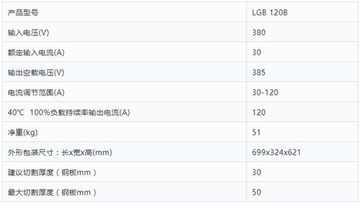 滬工(gōng)數字化等離(lí)子切割+碳弧氣刨兩用機LGB 120B整機參數